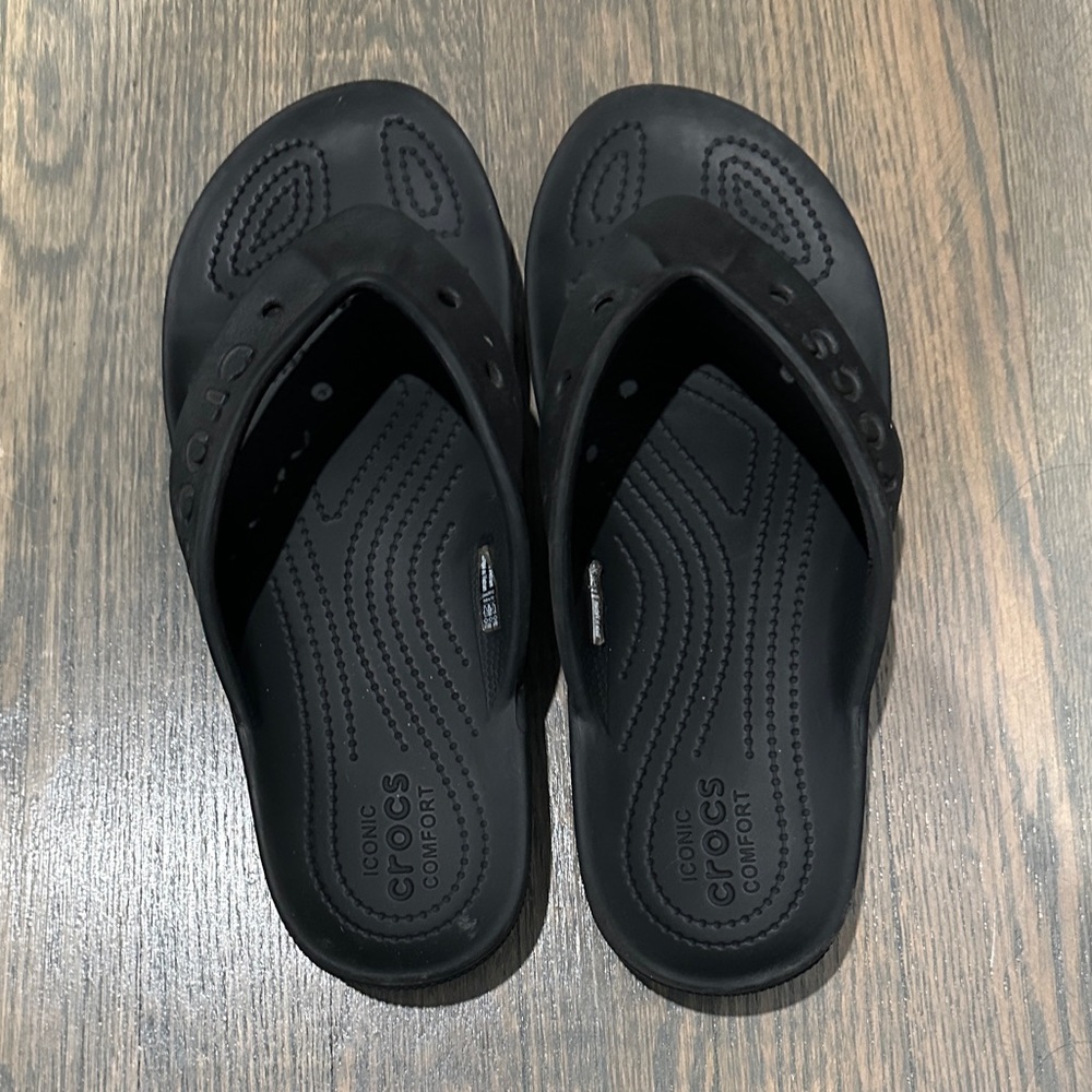 CROCS Black Perforated Slip-On FLIP FLOPS